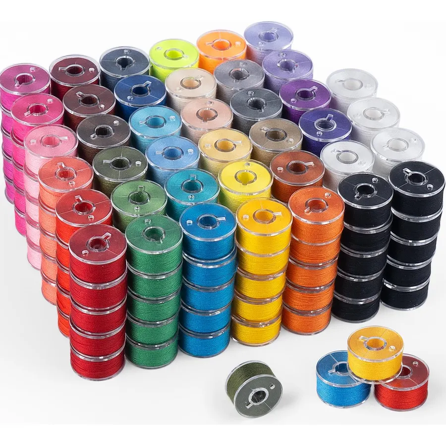 ilauke 210 pcs Bobbins Sewing Thread, 36 Colors Class15 Prewound Bobbins