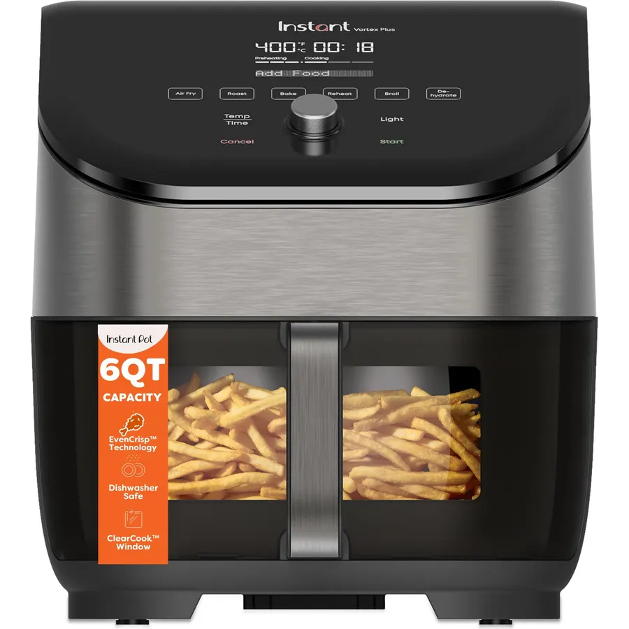 Instant Pot Vortex Plus 6 Qt 6-in-1 Air Fryer with Odor Erase Tech, Black