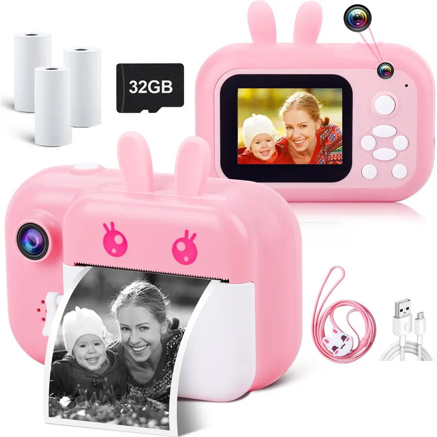 Instant Print Camera for Kids, Dual-Lens 40MP Kids Digital Video Camera