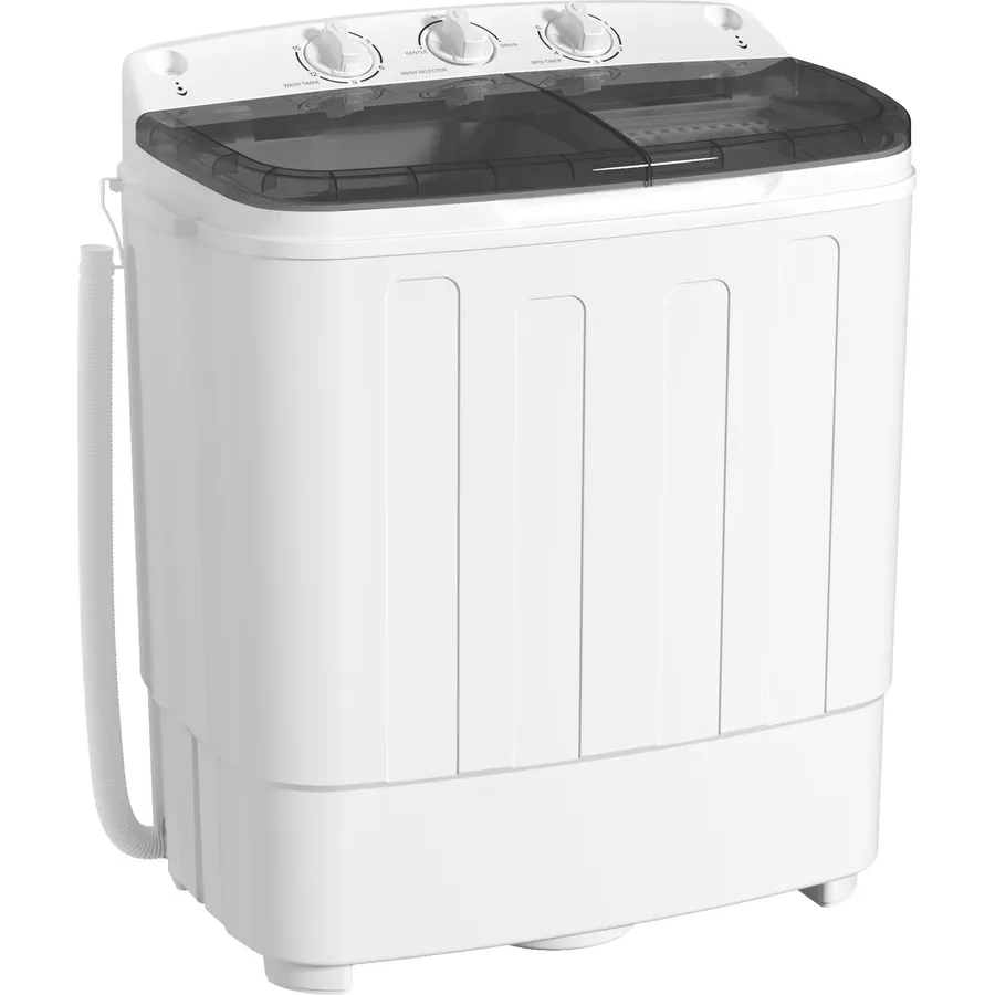 INTERGREAT Portable Washing Machine, 25lbs Compact Portable Washer and Dryer Combo with Timer Knobs, Twin Tub Mini Laundry Washer for Apartments, Dorm, Rv, Camping, Gray