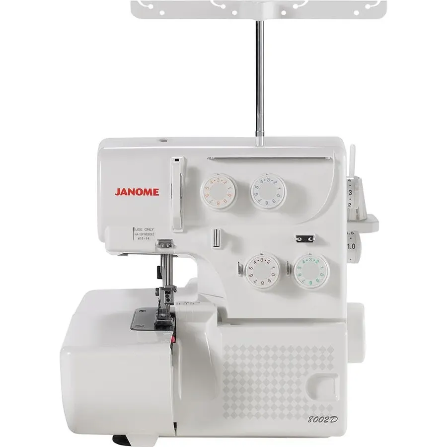 Janome 8002D Overlock Machine - 3/4 Thread Serger Sewing Machine with Differential Feed System for Extra-Smooth Seams, Janome Serger with 1300 Stitches Per Minute and Easy Threading