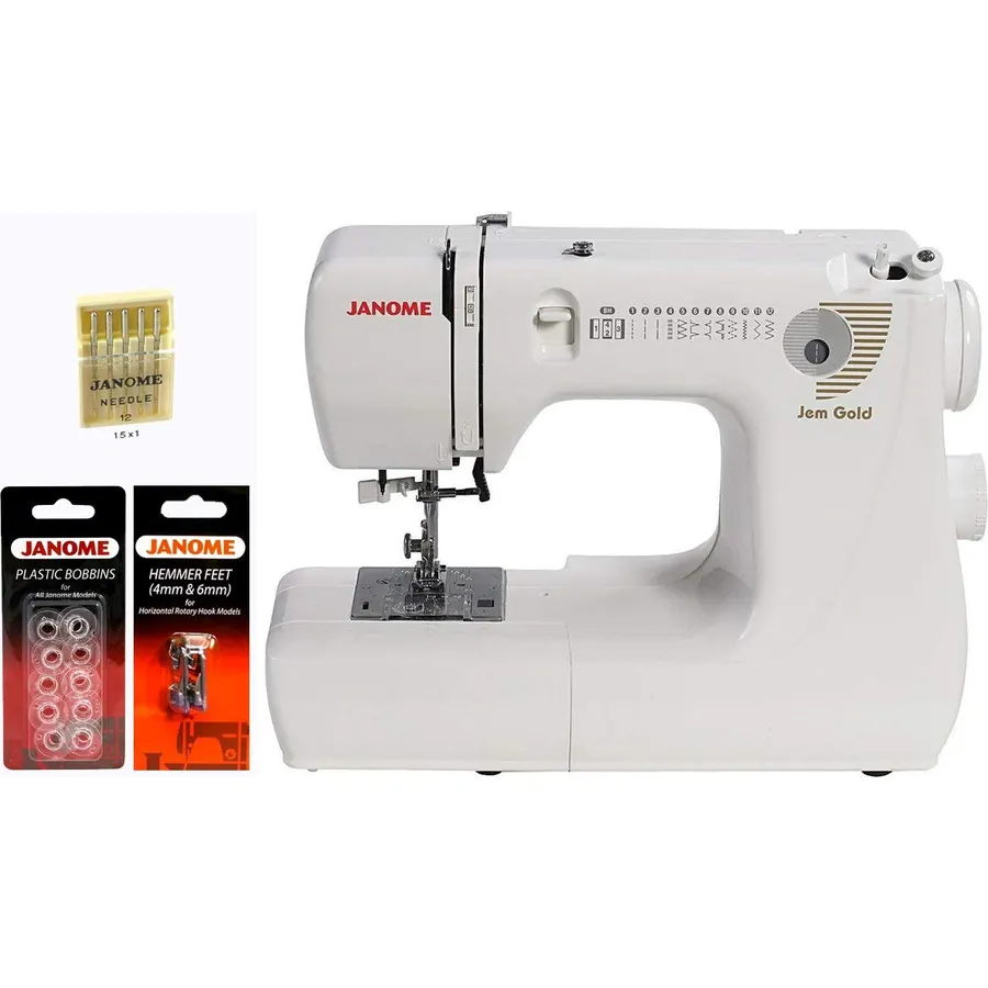 Janome Jem Gold 660 Portable Sewing Machine (White)