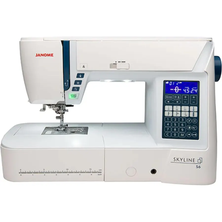 Janome Skyline S6 Sewing and Quilting Machine with 9mm Stitch Width, Mid-Size, White