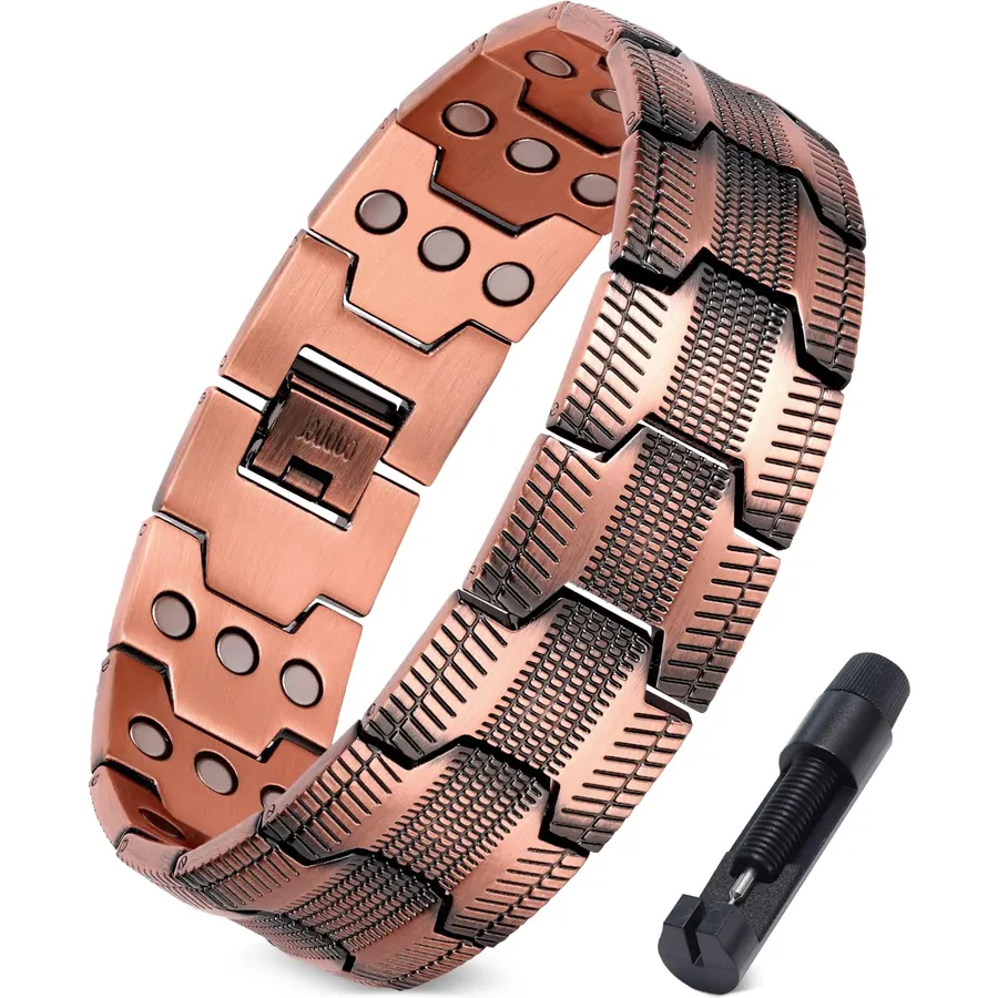 Jecanori 3X Strength Copper Magnetic Bracelet for Men with Adjust Tool and Jewelry Gift Box Included