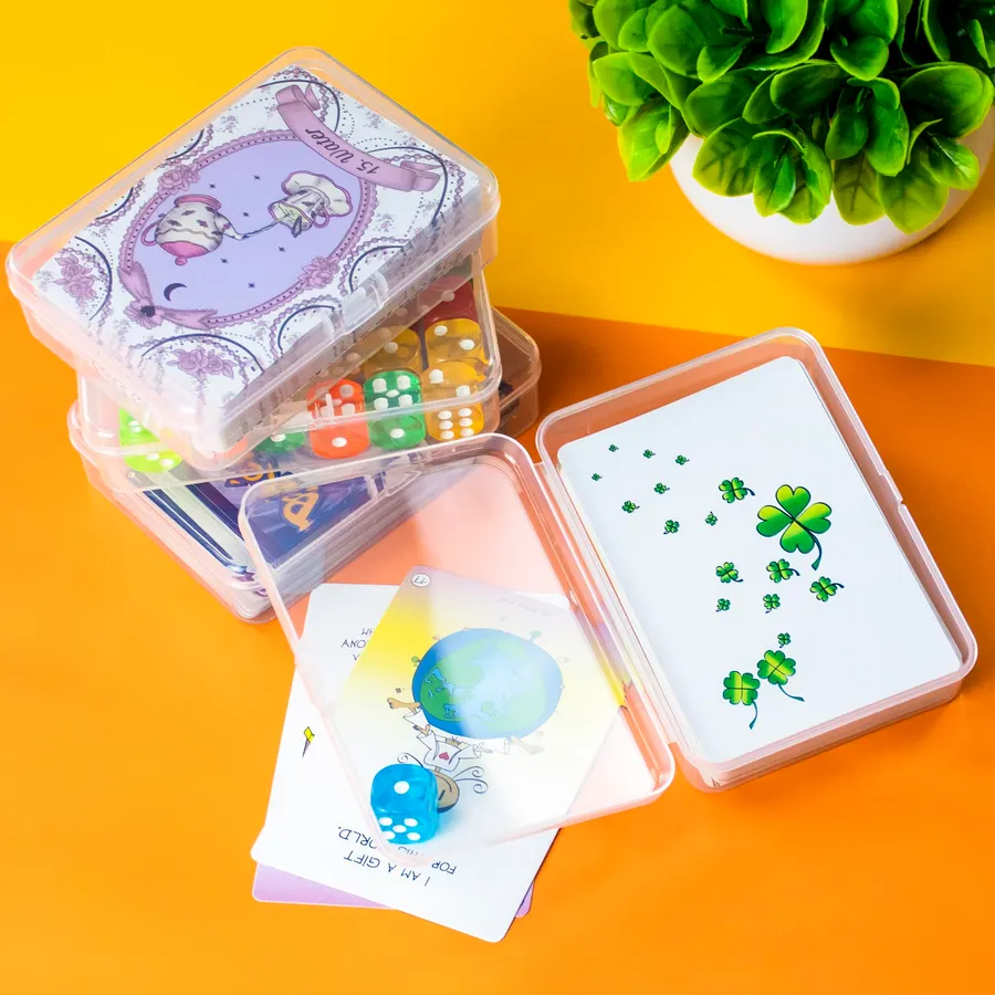 JINUPHION 4 Pcs Playing Card Case, for Go Fish/Old Maid/Oracle Card/Other Larger Than Standard Size Cards, Plastic Clear Card Deck Box Storage, 4 1/2" × 3 1/4" × 1 1/8" (NO Cards)