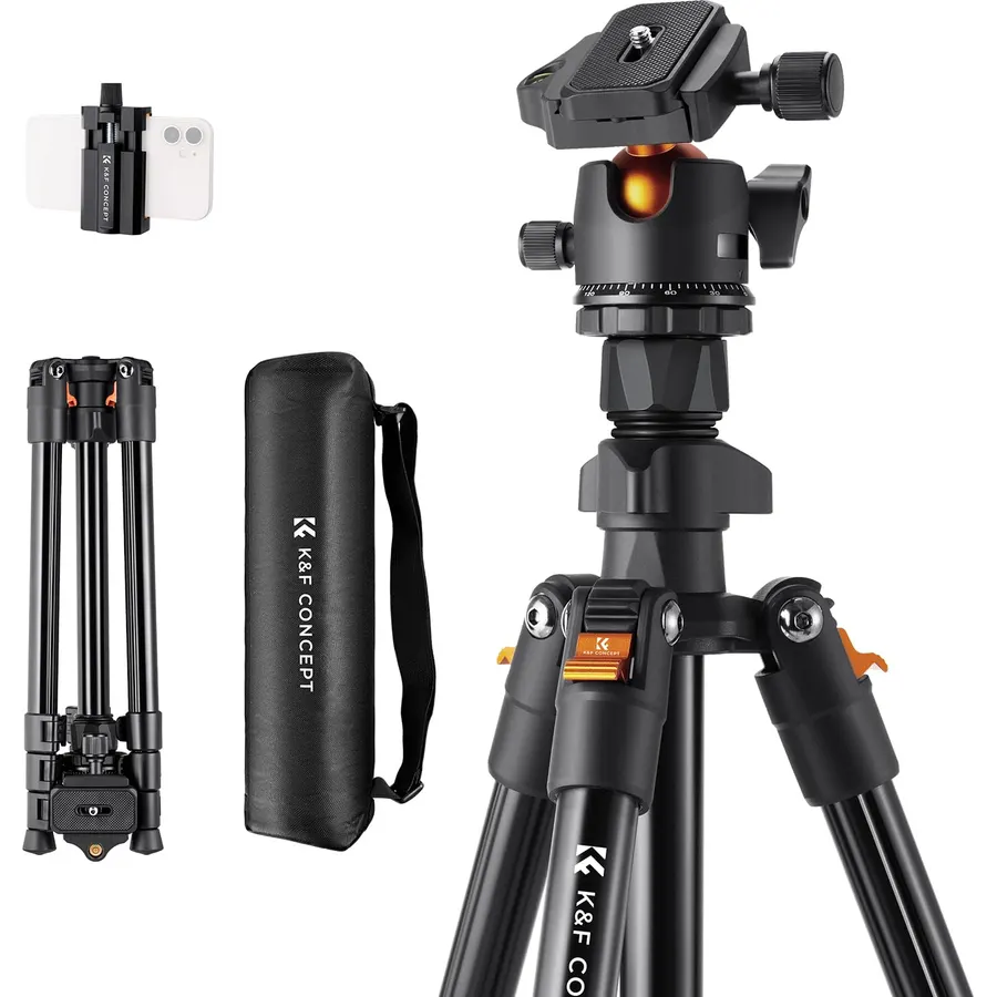 K&F CONCEPT 75" Aluminum Camera Tripod, Lightweight and Compact for Travel