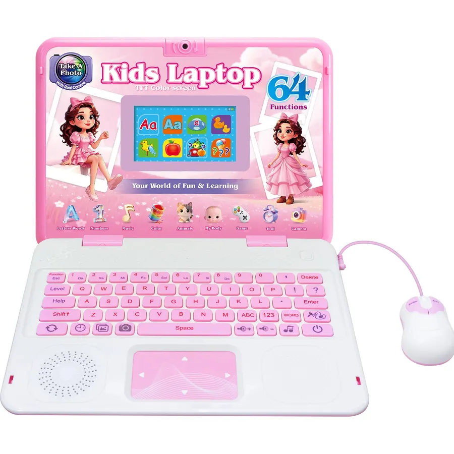 Kids Laptop with Camera, Educational Color Screen Computer with 64 Learning Modes, Laptop for Kids Ages 5+