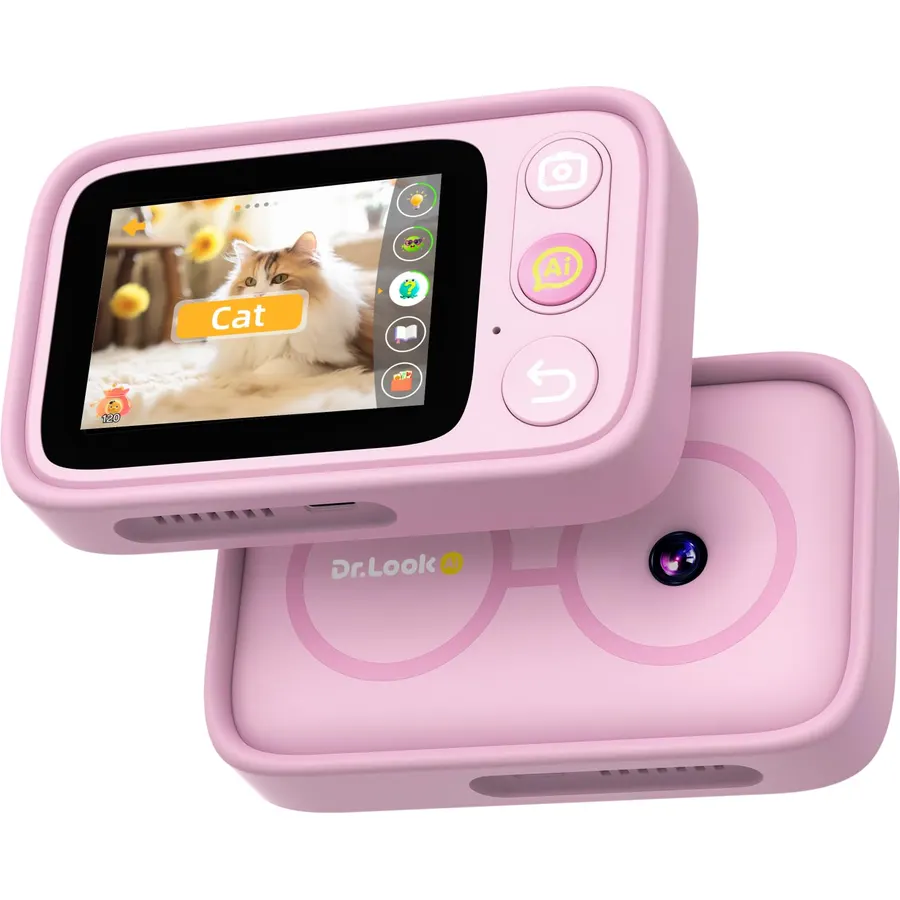 Kids Learning Camera for Ages 3-10, 5-Language Learning Toy, Snap & Learn Recognition, Parent App Control, 4G LTE & Wi-Fi, 5 Learning Guides, 32GB, Pink