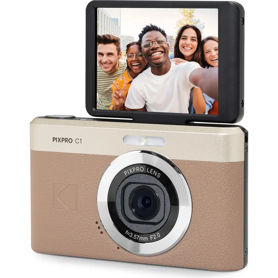 KODAK PIXPRO C1 13MP Compact Digital Camera, 26mm Fixed Lens, Brown
