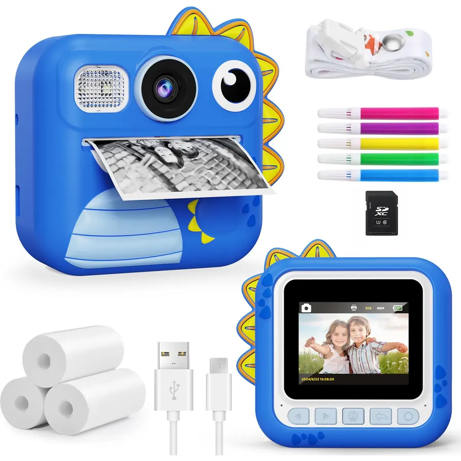 KOKODI Kids Camera Instant Print, Toddler Cameras Christmas Birthday Gifts for Boys Age 3-12, Digital Video Instant Printer Camera for Kids, Toys for Ages 5-7 Boys (Blue)