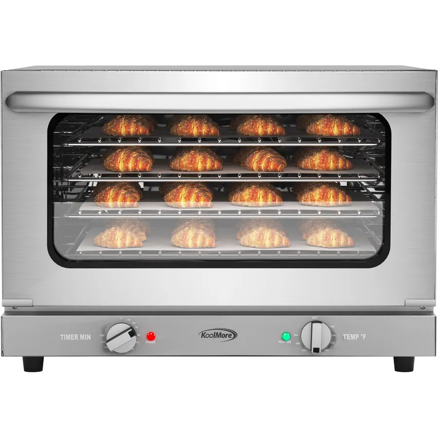 KoolMore 23 in. Commercial Countertop Convection Oven for Half-Size Pans with 4 Racks 1600W of Power in Stainless-Steel, ETL Listed for Safety and Sanitation (KM-CTCO-15)
