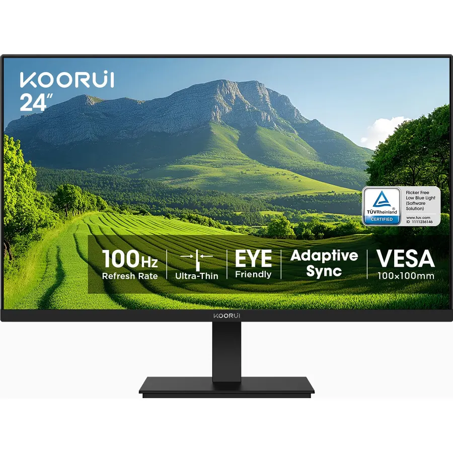 KOORUI 24-inch Computer Monitor FHD 100Hz VA HDMI/VGA, Audio Out