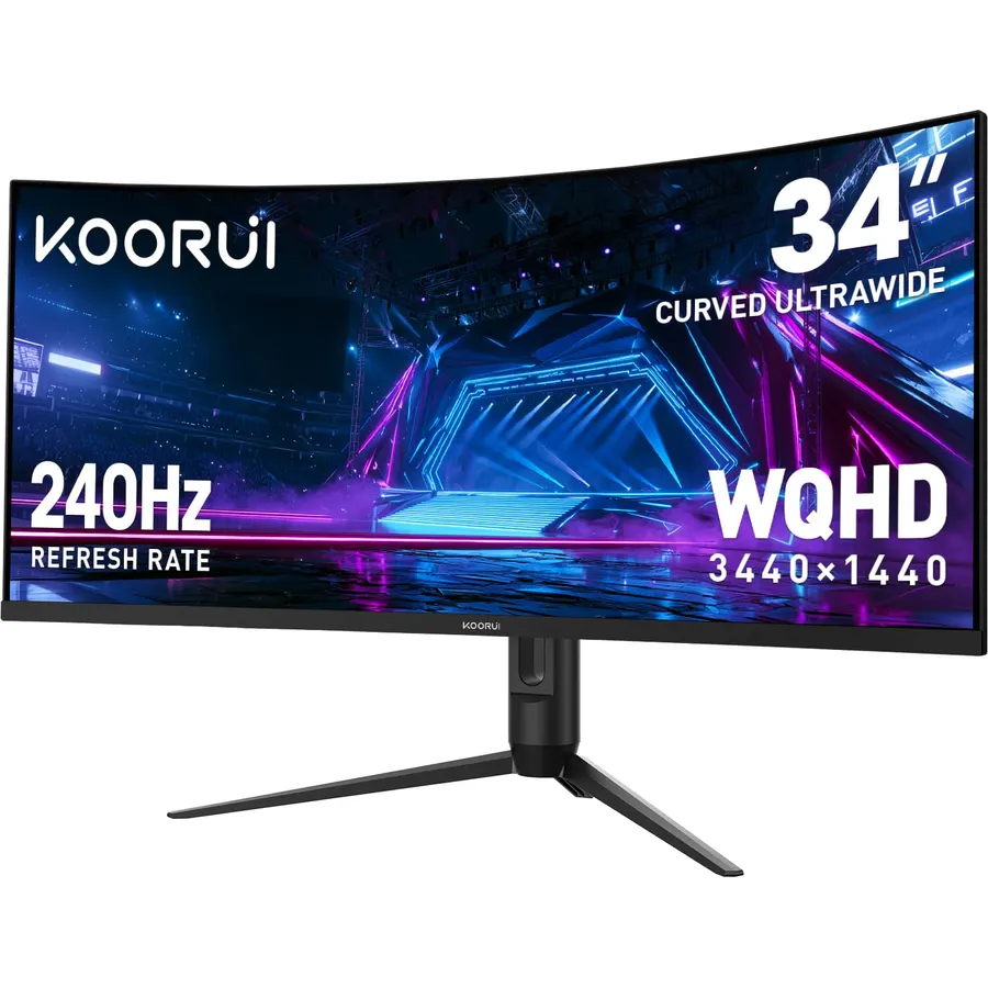KOORUI 34 Inch 240Hz WQHD 3440x1440 Ultrawide Curved Gaming Monitor, 1500R