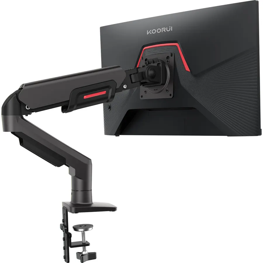 KOORUI KR20Y Monitor Mount for Flat & Curved Screens, VESA 75 & 100 mm Desk Mount, Height Adjustable with Tilts, Swivels, Rotates, Increased Load Capacity of 2-9 kg