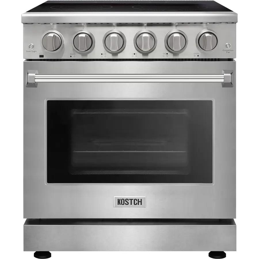 KOSTCH 30 inch Professional Electric Range with 5 Heating Elements Cooktop, 4.55 Cu. Ft. Convection Oven Capacity, Smooth Glass Top, in Stainless Steel