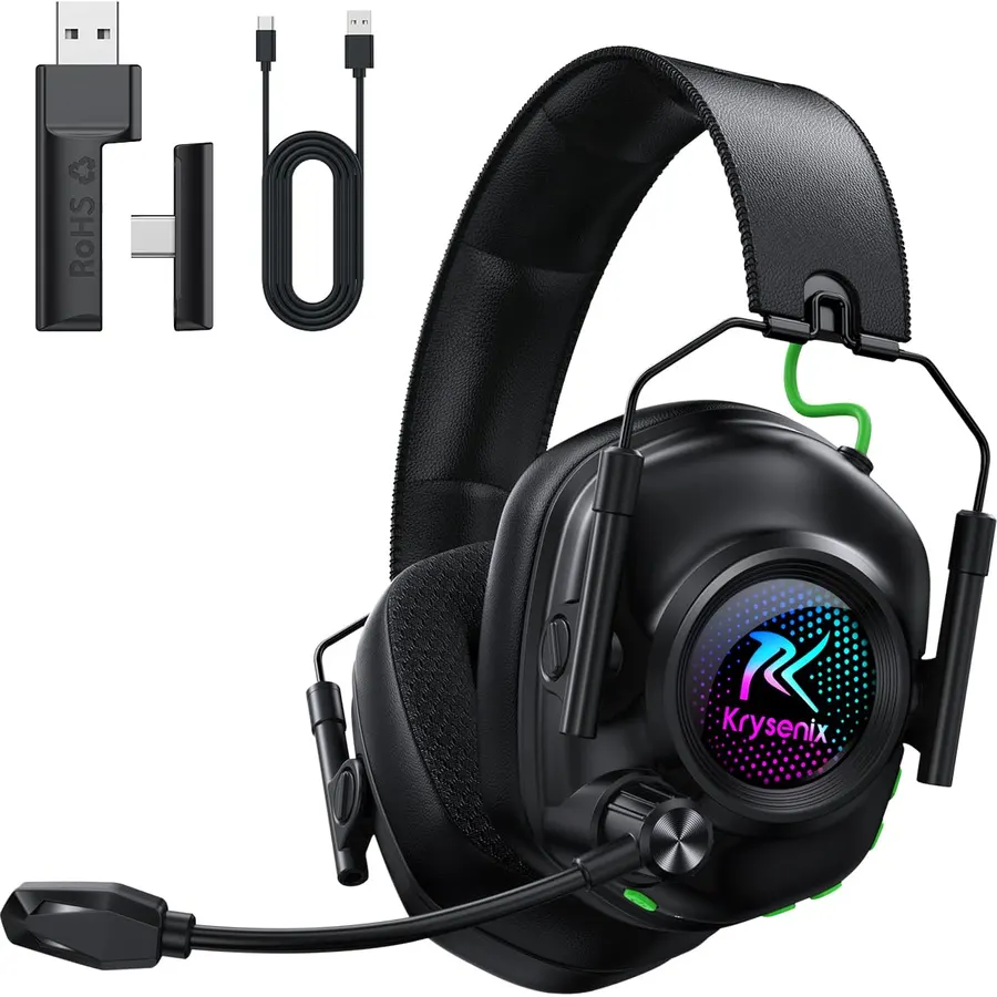 Krysenix 2.4 GHz Wireless Gaming Headset for PC, PS5, PS4, Switch - Black