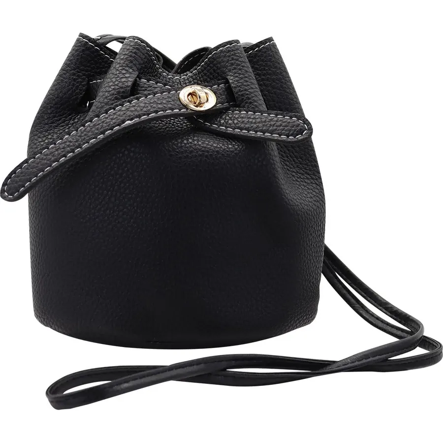 Ladies Bucket Bags,Small Bucket Purses Leather Crossbody Purse Adjustable Shoulder Strap Shrinking Bucket Bag