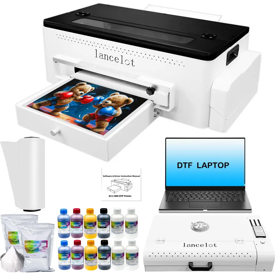 Lancelot A3 L1800 DTF Printer with Oven Roll Feeder, White Ink Circulation