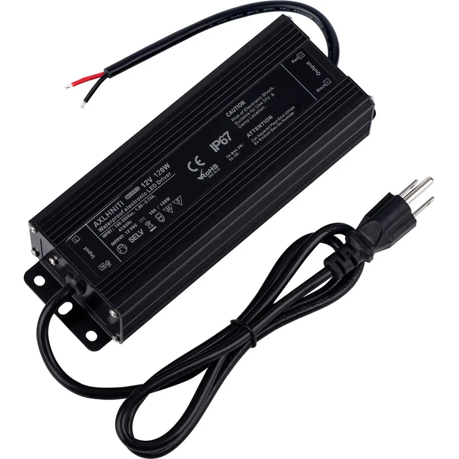 LED Driver 60 Watts 24V DC Low Voltage Transformer， Waterproof IP67 LED Power Supply, Adapter with 3-Prong Plug 3.3 Feet Cable for Any 24V DC led Lights, Computer Project, Outdoor Light