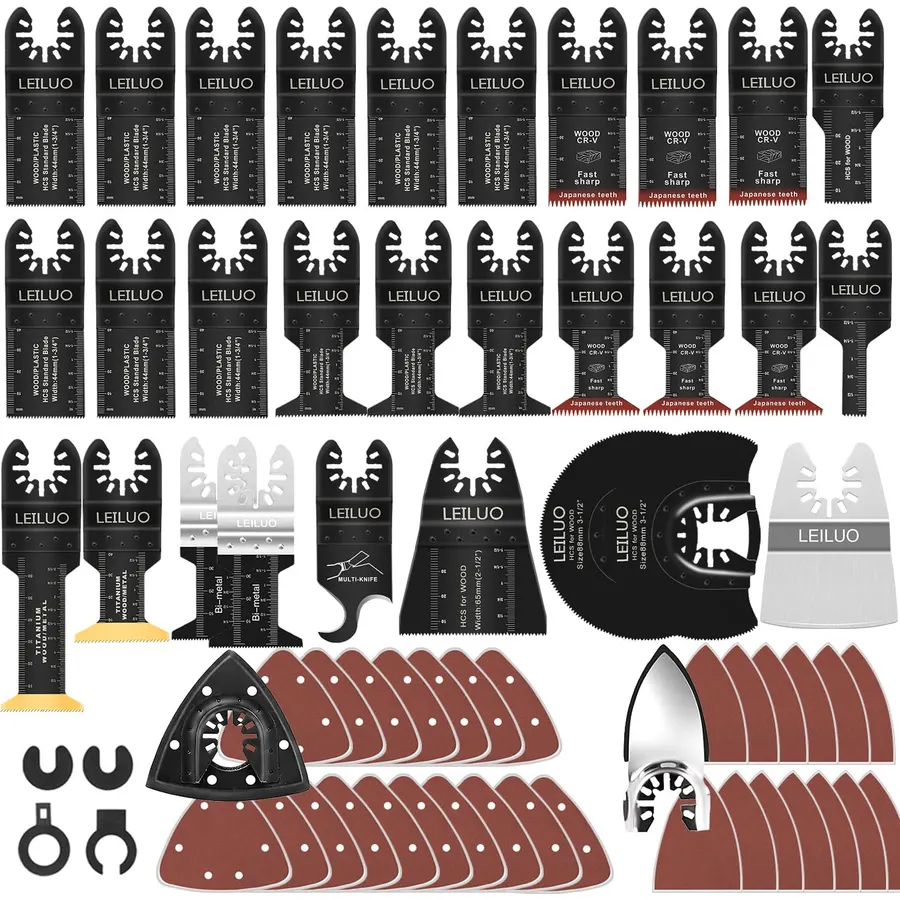 LEILUO 156Pcs Oscillating Saw Blades for Wood Metal, Multi Tool Blades