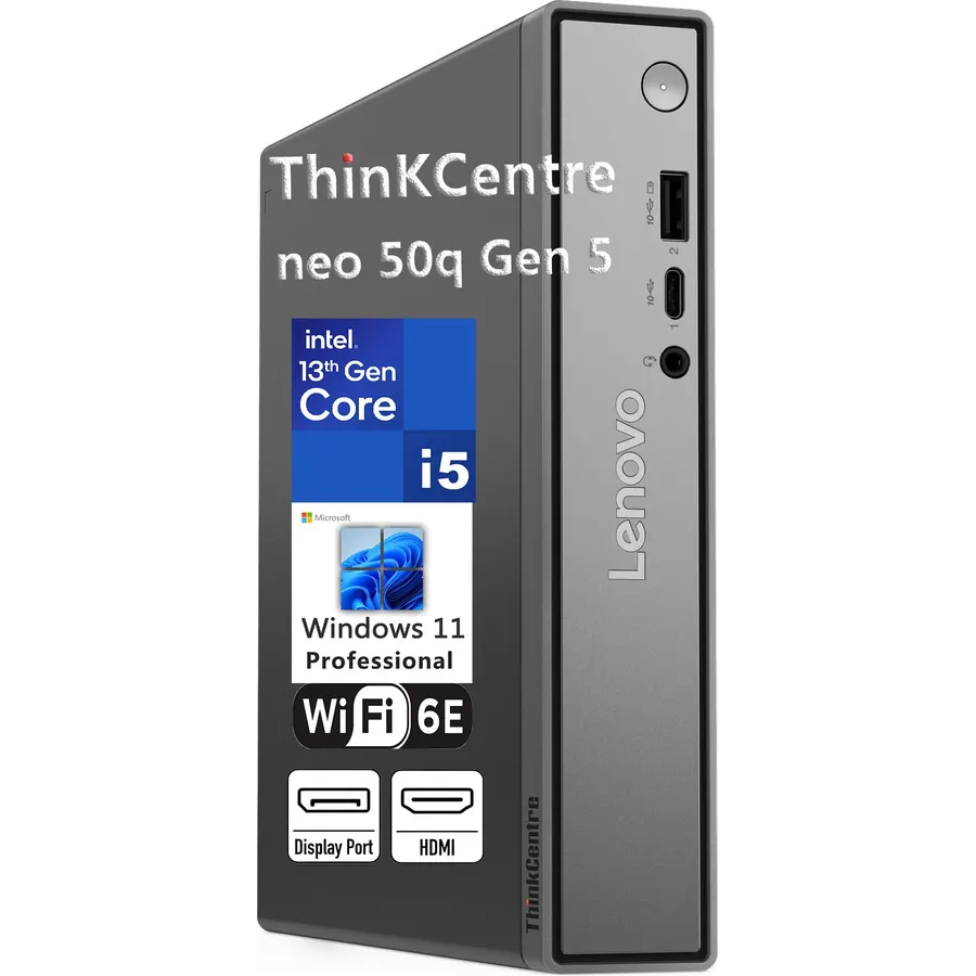 Lenovo ThinkCentre neo 50q Gen 5 1L Mini Desktop, Intel Core 5 210H 8-Core