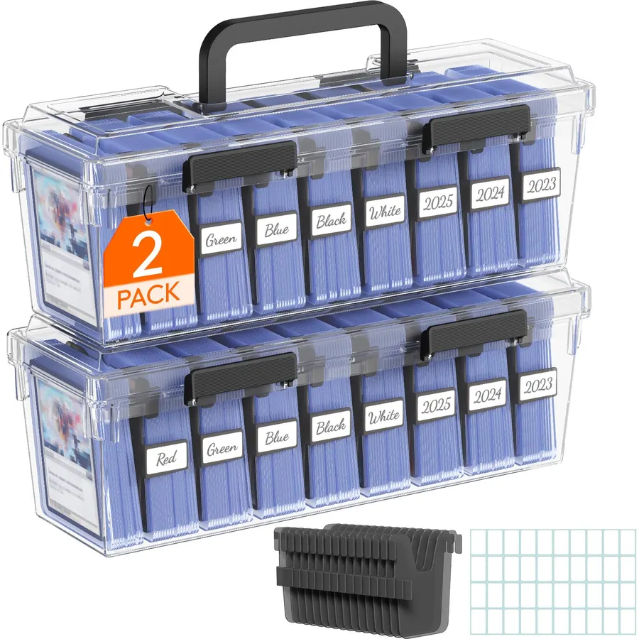 Lifewit Trading Card Storage Box with Handle, Fit for Toploader, 2 Pcs