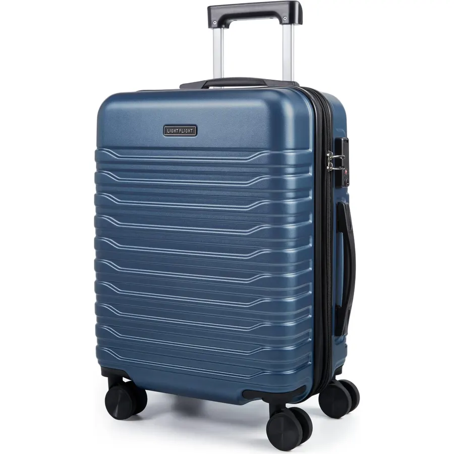 LIGHT FLIGHT Expandable 20" Carry On Luggage 22x14x9, TSA Lock, Blue