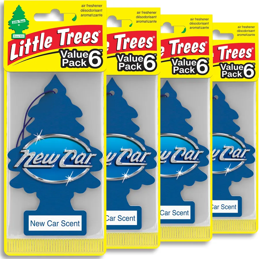 LITTLE TREES Car Air Freshener, 4 Count (Pack of 6), New Car