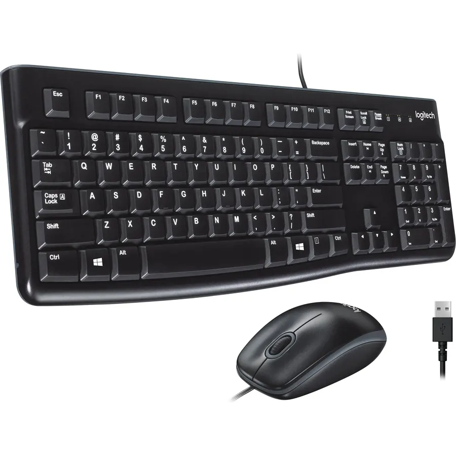 Logitech MK120 Full Size Wired Keyboard and Mouse Combo - Black