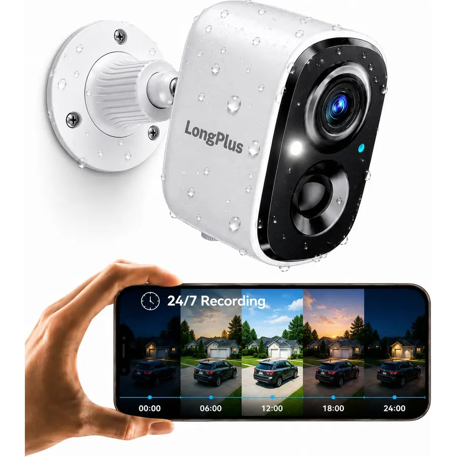LongPlus 4K Outdoor Camera Wireless Battery Powered, WIFI6 Security Camera