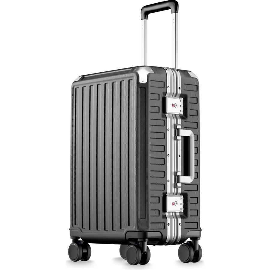 LUGGEX 20 Inch Zipperless Carry On Luggage, Charcoal Metallic