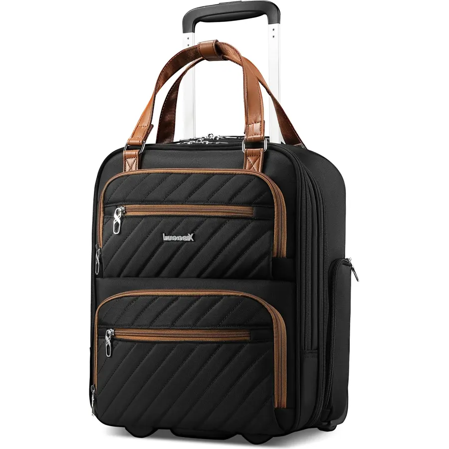 LUGGEX Underseat Carry On Bag, Chestnut Black, 16"