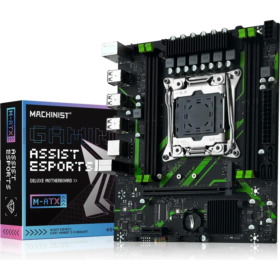 MACHINISIT LGA 2011-3 Motherboard X99 Micro ATX Mainboard for Intel Xeon E5 V3 V4 Series Processors (DDR4 Max 128GB, PCIe 3.0, M.2 Protocol, Gigabit LAN), X99 PR9-H PC Server