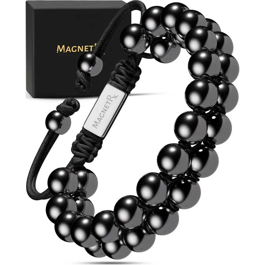MagnetRX® Hematite Beaded Magnetic Bracelets (Double Strength 8mm)
