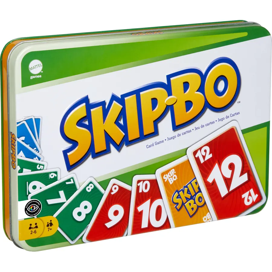Mattel Games Skip-Bo Card Game in Storage Tin, for 2-6 Players