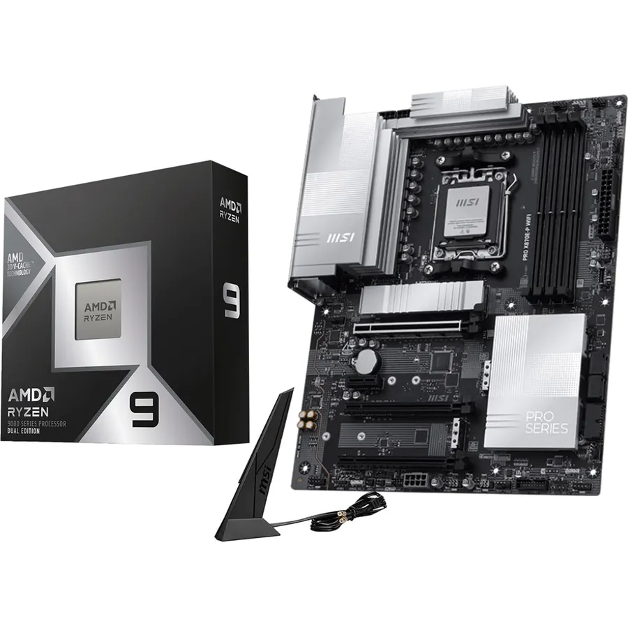 Micro Center AMD 9950X3D2 Processor with MSI PRO X870E-P WiFi Motherboard