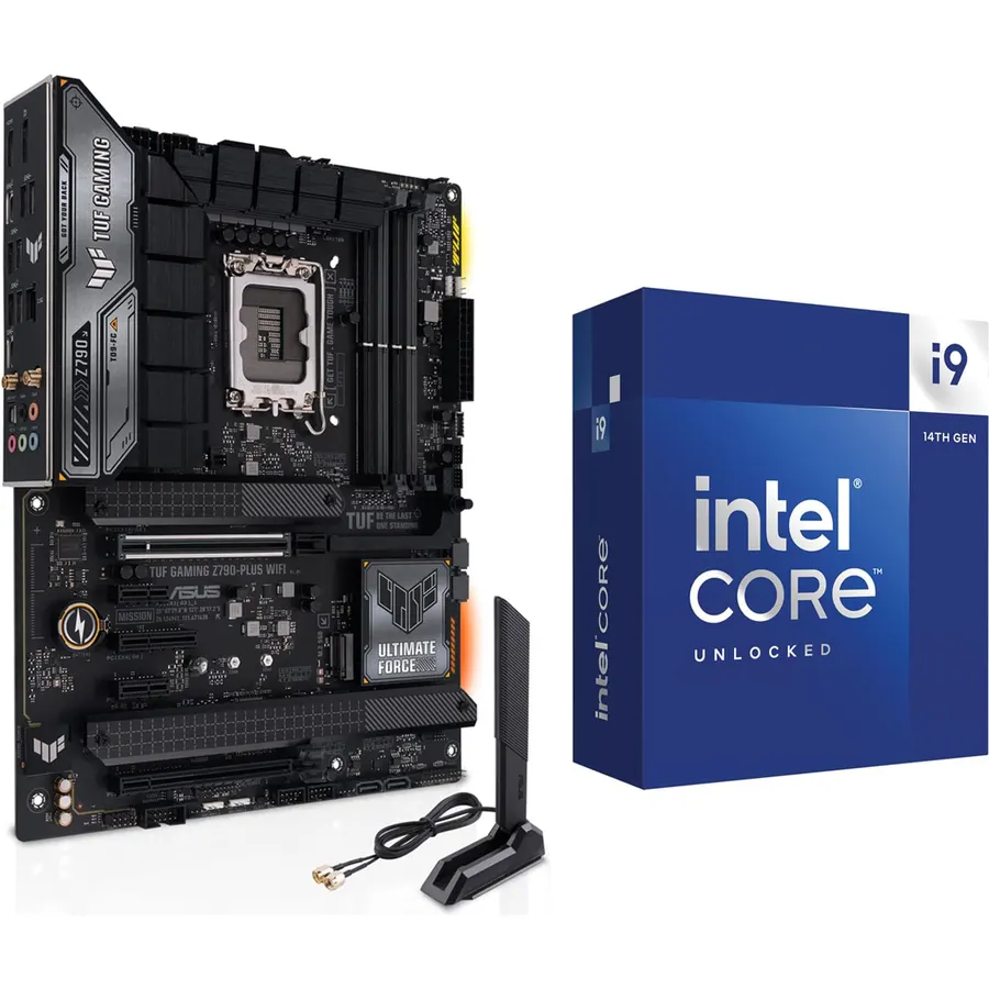Micro Center CPU Motherboard Combo - Intel i9-14900K 14th Gen 24-Cores LGA 1700 Desktop Processor Bundle with TUF Gaming Z790-Plus WiFi Gaming Motherboard