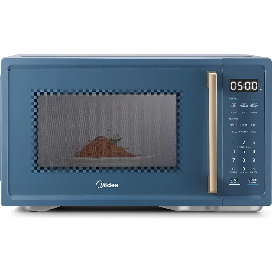 Midea Retro Countertop Microwave, 1.1 Cu. Ft, 1000W, 6 Presets, Navy Blue