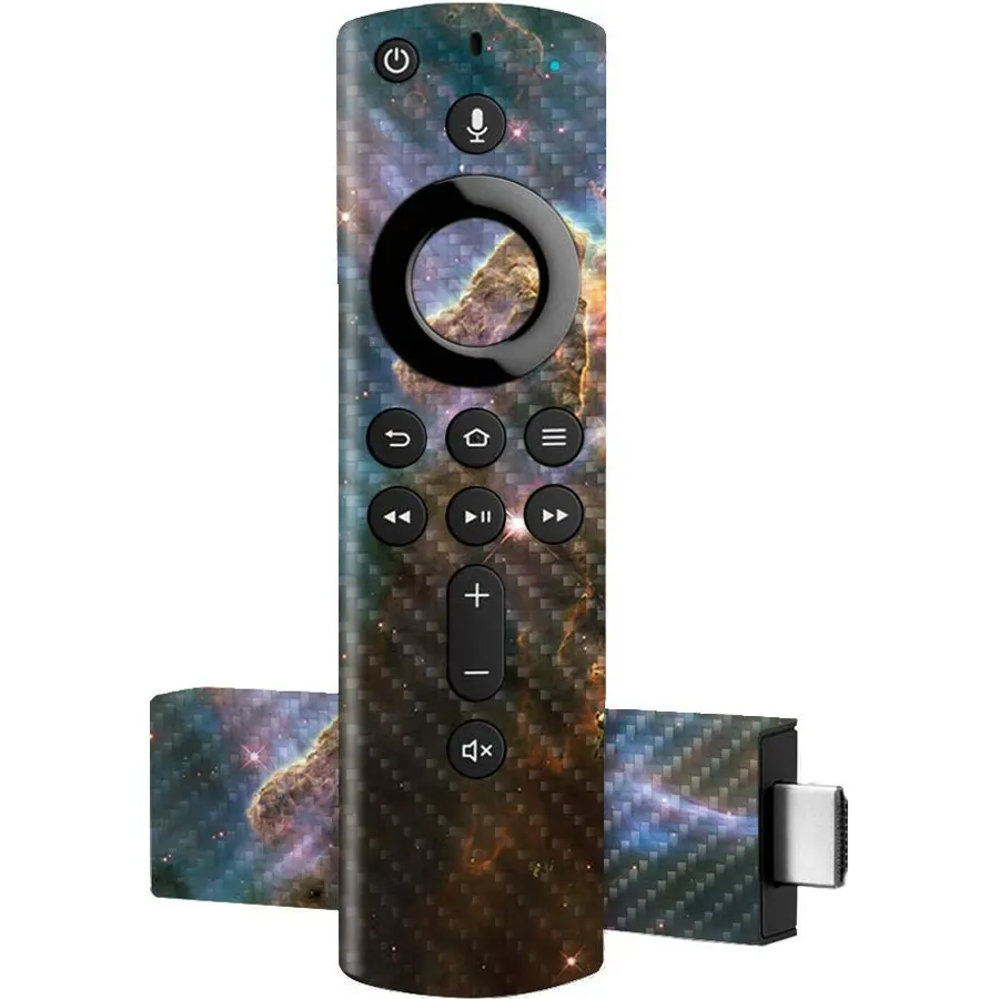 MightySkins Carbon Fiber Skin for Amazon Fire TV Stick 4K - Solid Marigold | Protective, Durable Textured Carbon Fiber Finish | Easy to Apply, Remove, and Change Styles | Made in The USA