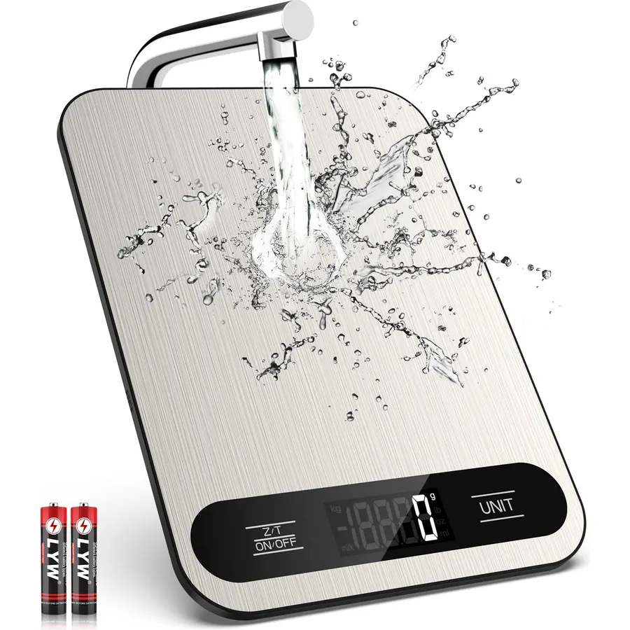 Mik-Nana Food Scale, 11lb Digital Kitchen Scale with LCD Display 6 Units Tare Function, Stainless Steel Weight Grams and Ounces for Baking, Cooking and Meal Prep (Batteries Included)