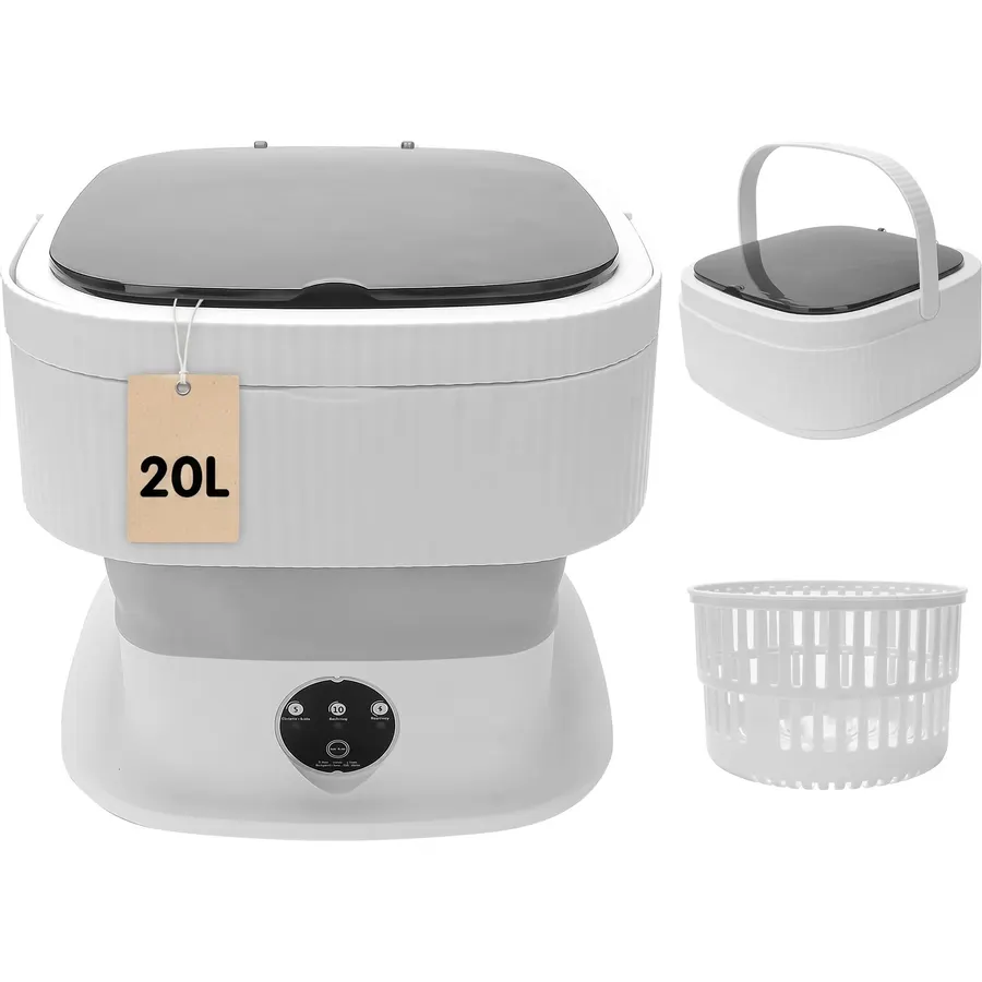 Portable Washing Machine 16L Foldable Mini Washer for Underwear Socks Baby Clothes Small Loads Compact Washer for Apartment Dorm RV Travel (Black)