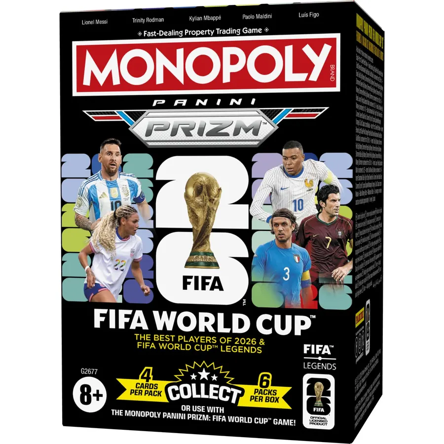Monopoly Panini Prizm: FIFA World Cup Trading Cards Booster Box | Current Stars and Legends | 2+ Players, Ages 8+ | Gifts for Soccer Fans
