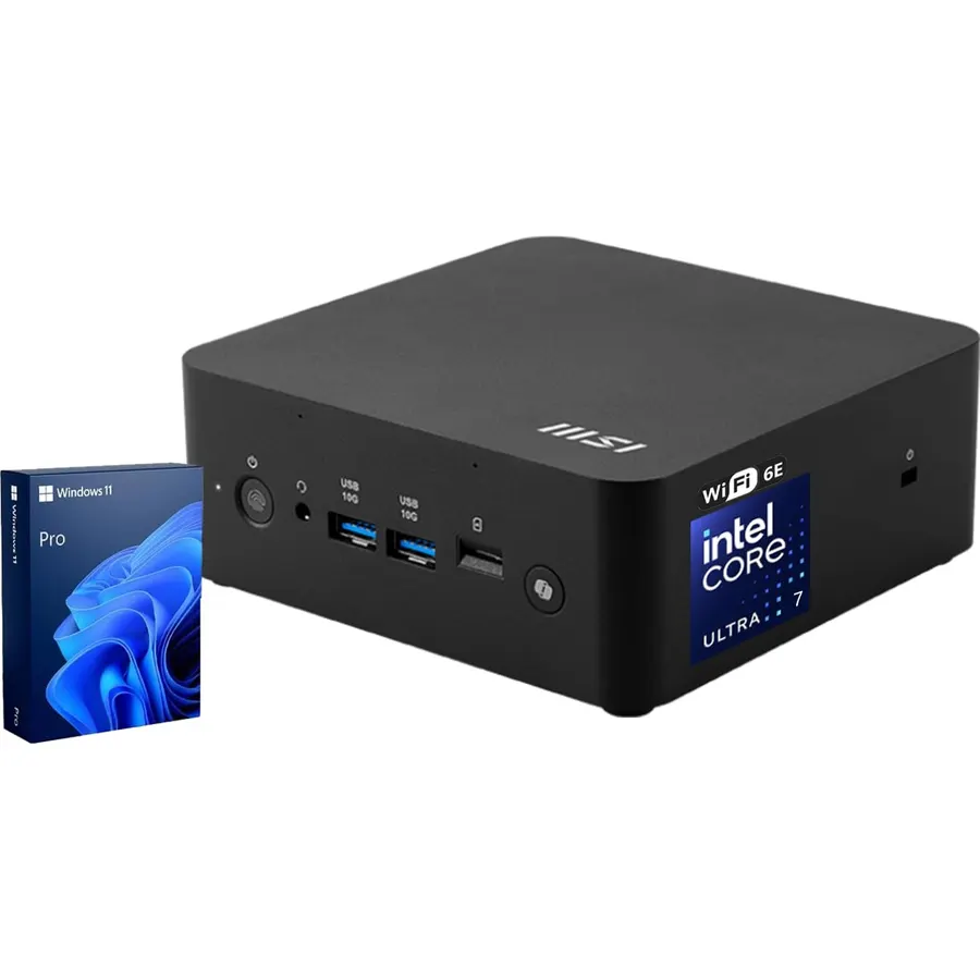 msi Cubi NUC AI+ Business Mini Desktop, Intel Core Ultra 7 258V, 115 Tops AI Copilot+ PC, 32GB LPDDR5X, 1TB SSD, Fingerprint, Support 3-Display 4K, Thunderbolt 4, HDMI, Dual LAN, Wi-Fi 6E, Win 11 Pro