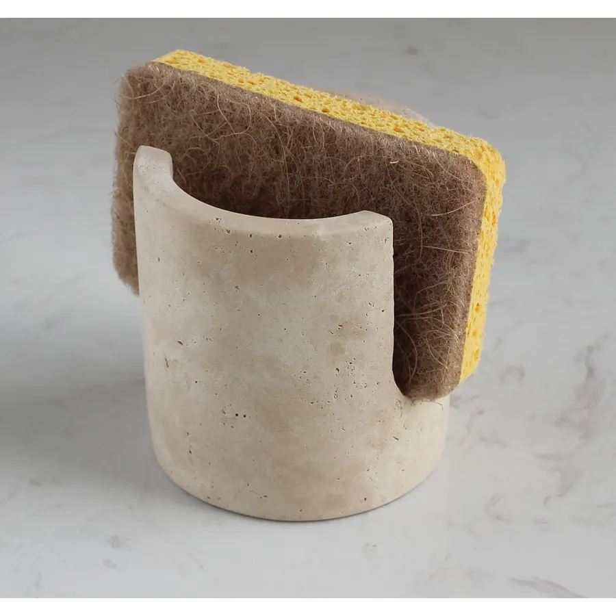 Nawgnail Natural Marble Travertine Sponge Holder for Kitchen Counter, Drying Rack, Sponge Caddy for Sink Organizer - Beige Travertine
