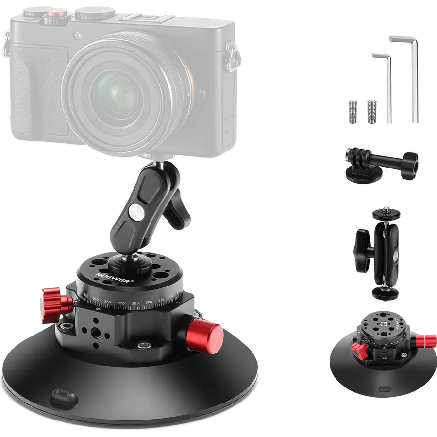 NEEWER 6"/15.2cm Camera Suction Cup Mount with Ball Head Magic Arm, Metal