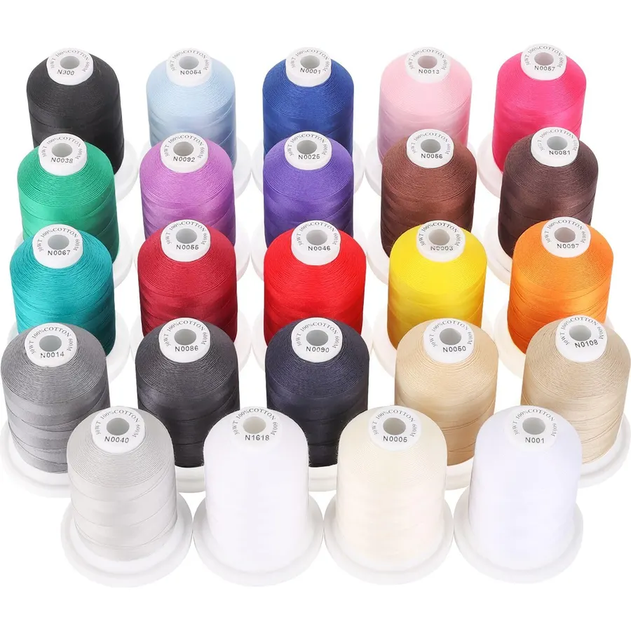 New brothread Multi-Purpose 100% Mercerized Cotton Threads -24 Basic Colors