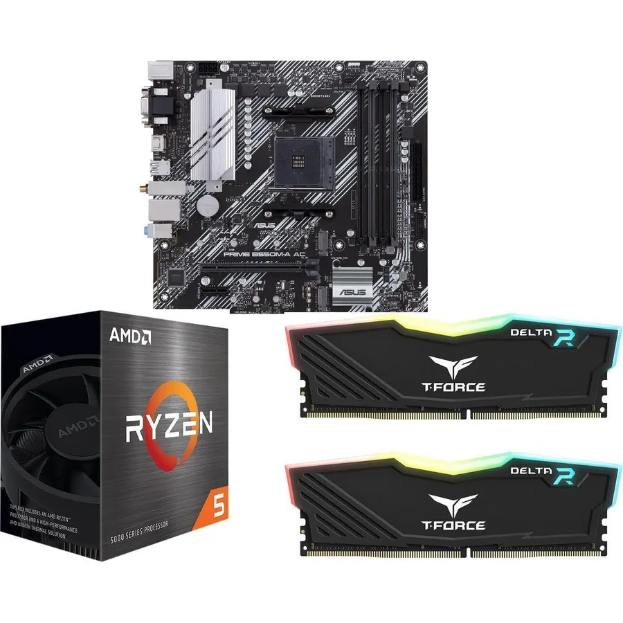 NEWEGG Motherboard CPU Memory Combo -B550M-A Motherboard Bundle with Ryzen 5 5500 6-Core 3.6GHz CPU and 16GB (2 x 8GB) 288-Pin PC RAM DDR4 3200 Desktop Memory