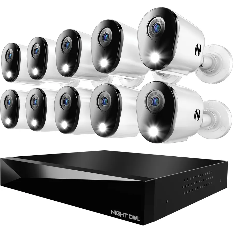 Night Owl 20-Ch Wired DVR System, 10 4K Cams, 2TB HDD, 2-Way Audio