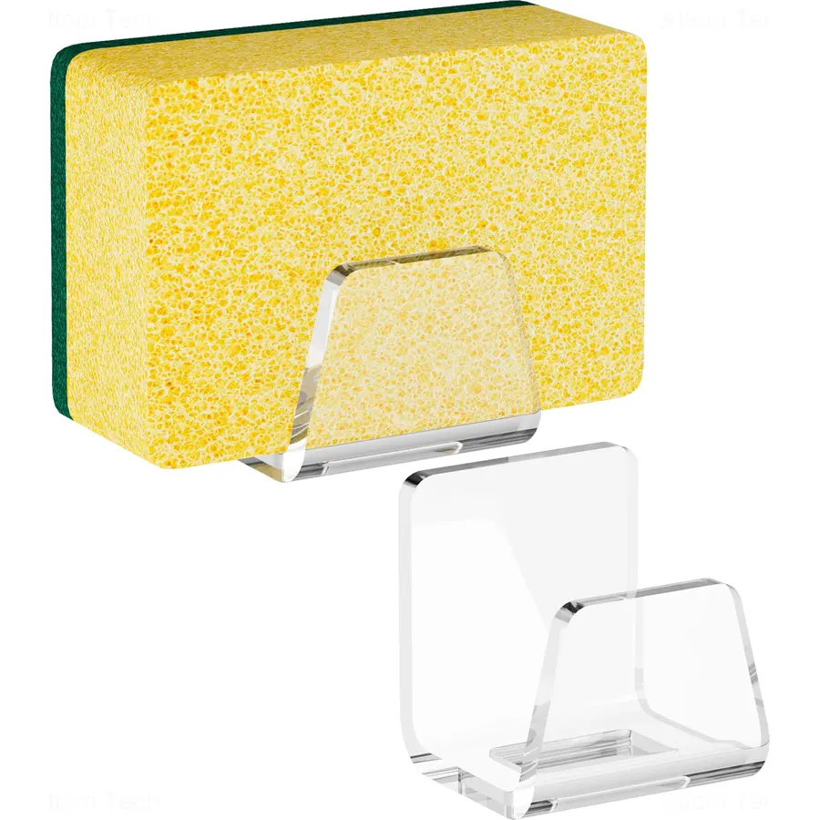 NiHome Acrylic Sponge Holder for Kitchen Sink, No-Drill Caddy, Clear