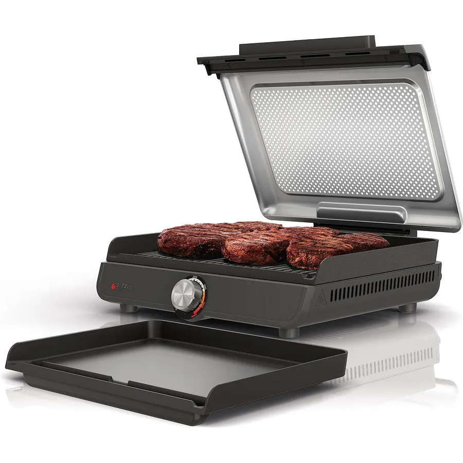 Ninja Sizzle Indoor Grill & Griddle, 14-inch, 500°F, Grey/Silver, GR101
